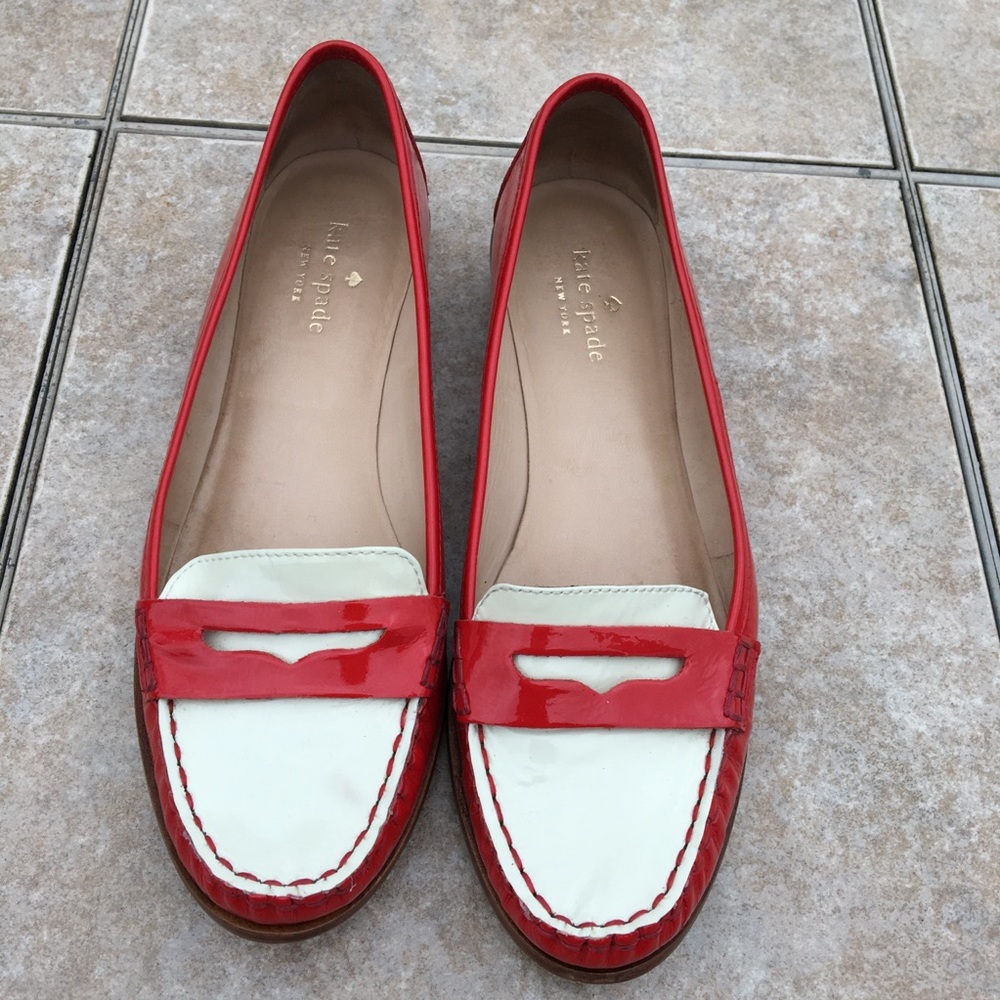 kate spade Red and White Patent Leather Loafer - Picture 2 of 8
